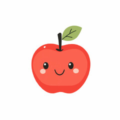 Fototapeta premium Simple flat apple illustration with bold red tone, perfect for kids clipart sets, alphabet teaching visuals or food-themed printables