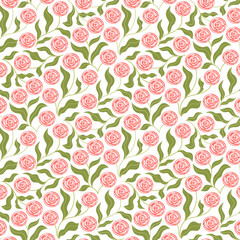 seamless pattern with pink roses flowers