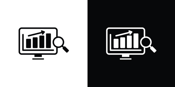 Data Analysing icon. Vector illustration. Silhouette in black color