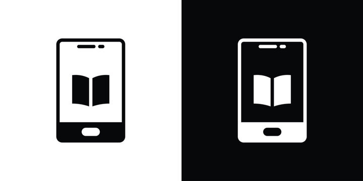 Ebook icon. Vector illustration. Silhouette in black color