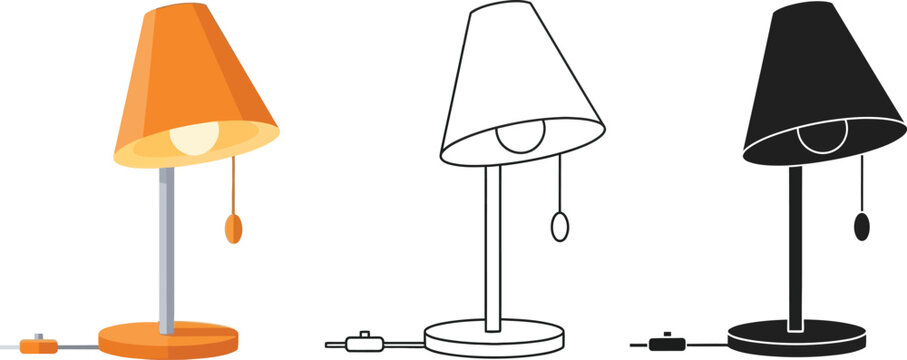 Table lamp illustration set desk lamp bedside lamp lighting fixture home decor vector graphics design editable