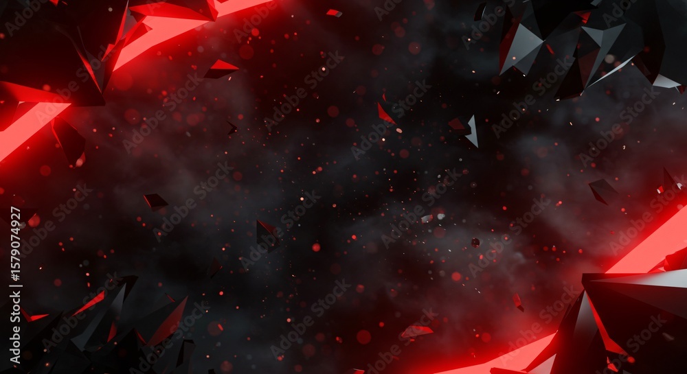 Fototapete abstract dark background with geometric shapes and red highlights creating a modern design look