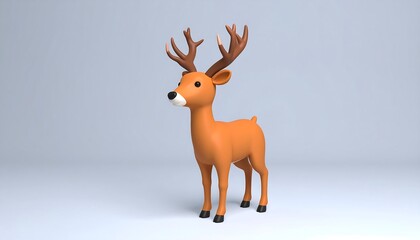 Cute cartoon deer on plain background