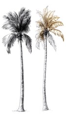 Fototapeta premium 二本のヤシの木の素描