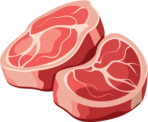 Artisan Bread Design Graphics Two Juicy Raw Beef Steaks, Ready for Grilling or Pan-Frying, Delicious Meat Illustration