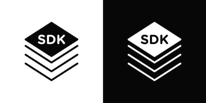 SDK icon. Vector illustration. Silhouette in black color