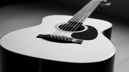 Close up of an acoustic guitar with strings png
