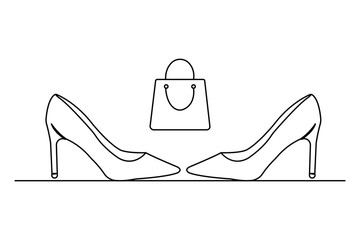 High heel shoe icon continuous one line drawing and minimalist style isolate outline illustration