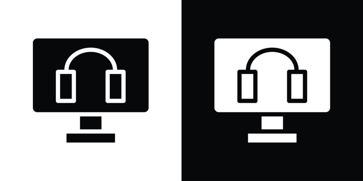 Tech support icon. Vector illustration. Silhouette in black color