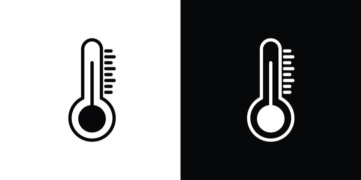Thermometer icon. Vector illustration. Silhouette in black color