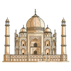 Fototapeta premium Hand Drawn Illustration of the Taj Mahal Iconic Indian Mausoleum (2)