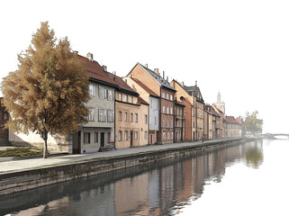 Obraz premium Scenic European canal view with historic buildings and reflections in Bruges and Amsterdam