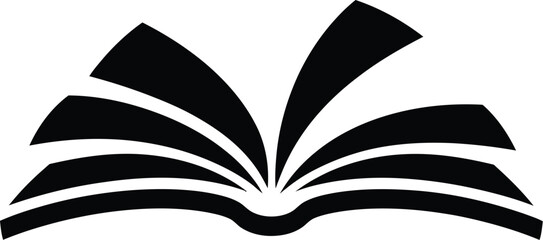 Open book silhouette with pages fanned out isolated on transparent background