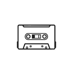 Obraz premium A simple line drawing of a cassette tape, isolated on a white background.