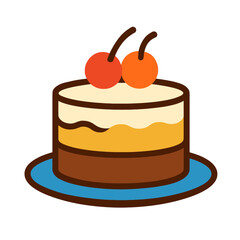 Vector piece of cake flat icon of a layered birthday cake