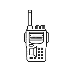 Fototapeta premium A minimalist line drawing of a walkie-talkie with antenna, speaker, and buttons.