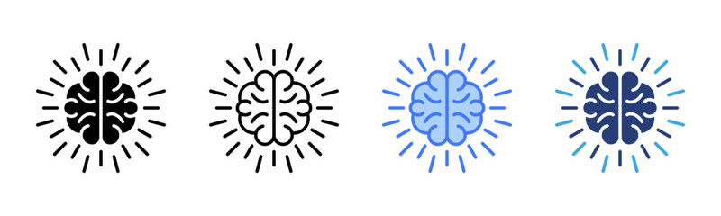 Brain icon sheet multiple style collection