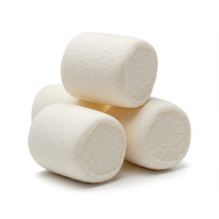 Fluffy White Marshmallows Isolated on White Background for Food Photography. 
