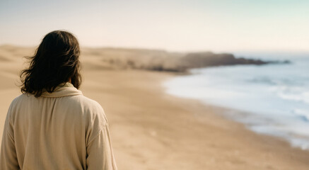 Jesus Standing by the Sea &ndash; The Calling of Disciples

Christ Looking Out Over the Water &ndash; Fisher of Men Theme

Jesus at the Shoreline Reflecting the Call to Follow

The Beginning of Discipleship