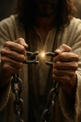 Jesus Breaking Chains to Set the Captives Free