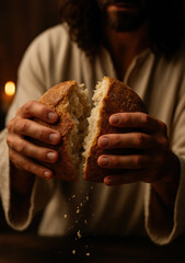 Jesus Breaking Bread During the Last Supper