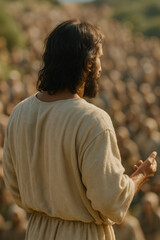 Fototapeta premium Jesus Teaching the Multitude on a Hillside
