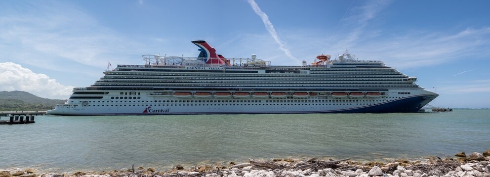 Carnival Vista docked at the Amber Cove Cruise Terminal in the Dominican Republic 