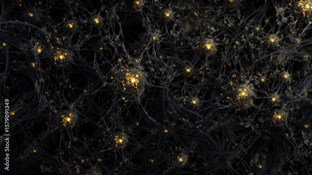 Poster abstract neural network with glowing nodes.