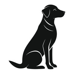 Graphic silhouette of a labrador retriever dog in a retrieving pose