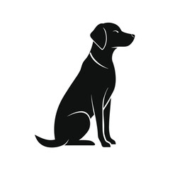 Graphic silhouette of a labrador retriever dog in a playful pose