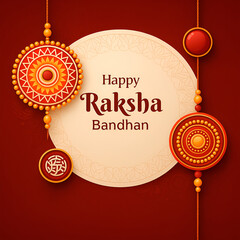 Happy raksha bandhan festival celebration with decorative rakhis and blessings