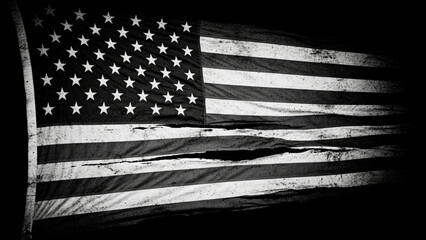 A distressed american flag waves in the dark png