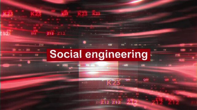 Social engineering words in hacking On Digital Background