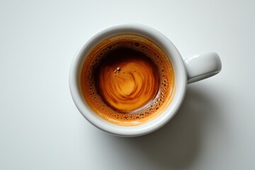Close-up of Freshly Brewed Coffee in a White Mug on a Table