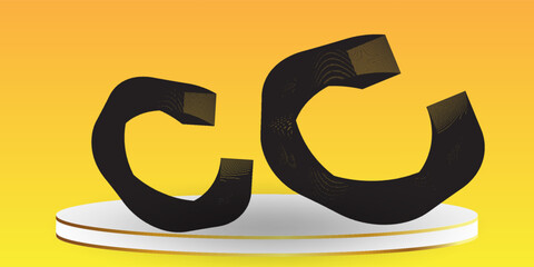 Abstract background yellow circle elements. Digital technology modern simple art