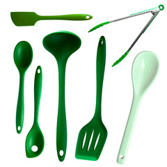 Green Kitchen Utensils Assortment

