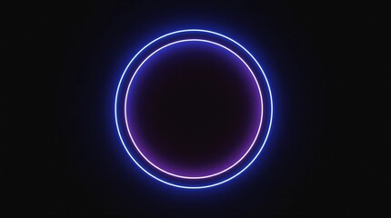 Obraz premium 3d render, blue pink neon round frame, circle, ring shape, empty space, ultraviolet light, 80's retro style, fashion show stage, abstract background