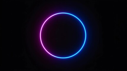 Fototapeta premium 3d render, blue pink neon round frame, circle, ring shape, empty space, ultraviolet light, 80's retro style, fashion show stage, abstract background