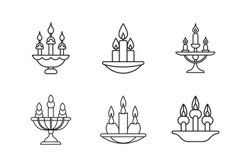 candle centerpiece line art vector illustration