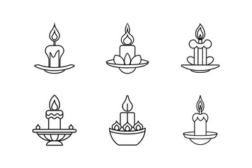 candle centerpiece icon line art vector illustration