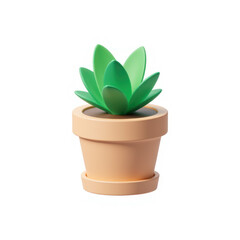 3D Cartoon Succulent Plant in Pot