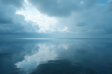 Fototapeta premium Calm Blue Ocean Water Reflection Peaceful Sky ai generated