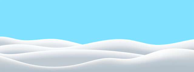 Waves snowdrifts landscape shapes on blue background