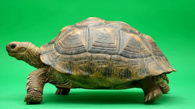 Turtle Trek Slow  Steady wins the race on green screen.