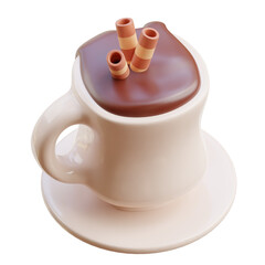 Brown and beige Hot Chocolate 3d icon illustration