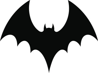 Bat Silhouette Vector Icon. Spooky black flying animal for Halloween decoration.