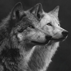 Obraz premium Grey Wolves in the Wild, AI Generation