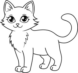 English cat line art vector on transparent background