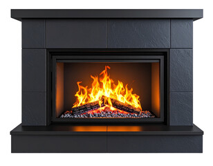 Top View 3D Illustration of Modern Minimalist Electric Fireplace Insert, isolated on transparent background PNG 