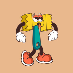 Retro character design from tired meat tenderizer